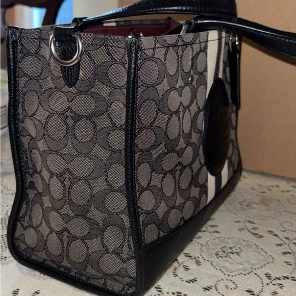 COACH DEMPSEY signature monogram black gray satchel/crossbody - Picture 3 of 7